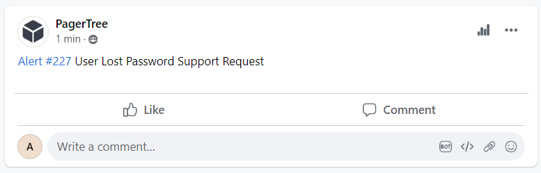 An example Post in Workplace sent by PagerTree